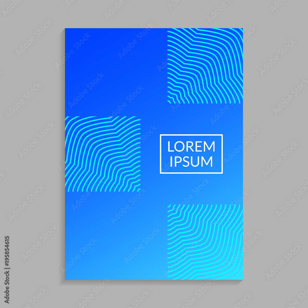 Poster cover design template. brochure layout with blue gradient and abstract geometric pattern. vector ill