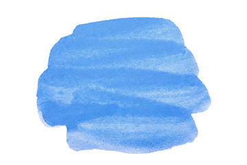 Blue marker paint texture isolated on white background. Blue paint stroke. Pattern, texture of colored watercolor paint. Gouache. Abstraction.