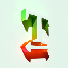 White Text Width Icon. 3D Illustration of White Font, Resize, Text, Type, Width Icons With Orange and Green Gradient Shadows.