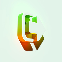 White Sign Out Icon. 3D Illustration of White Door, Escape, Exit, Log Out, Outside, Icons With Orange and Green Gradient Shadows.