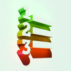 White Enumeration List Icon. 3D Illustration of White Direction, Learning, List, Numbered, Process, School Icons With Orange and Green Gradient Shadows.