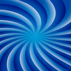 Blue and white rotating hypnosis spiral. Optical illusion. Hypnotic psychedelic vector illustration. Twirl abstract background. Easy to edit design template.