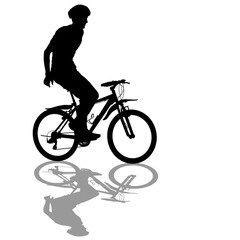 Fototapeta na wymiar Silhouette of a cyclist male on white background