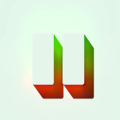 White Pause Icon. 3D Illustration of White Audio, Button, Control, Media, Pause Icons With Orange and Green Gradient Shadows.