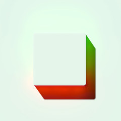 White Stop Icon. 3D Illustration of White Music, Musical, Pause, Play, Player, Stop Icons With Orange and Green Gradient Shadows.