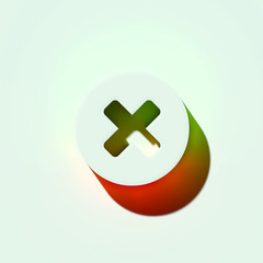 Fototapeta premium White Close Icon. 3D Illustration of White Cross, Math, Multiplication, Signs, Symbols, Times Icons With Orange and Green Gradient Shadows.