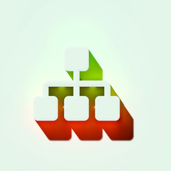 White Sitemap Icon. 3D Illustration of White Chart, Flowchart, Hierarchy, Navigation, Org, Organization Icons With Orange and Green Gradient Shadows.