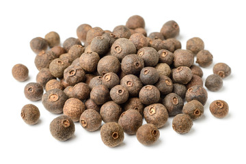 dried pimento berries isolated on white background