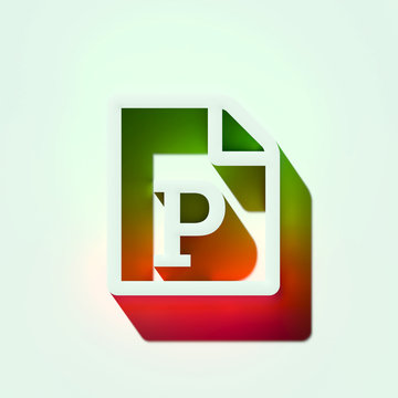 White File Powerpoint Icon. 3D Illustration of White Document, File Format, Powerpoint, Ppt Icons With Orange and Green Gradient Shadows.