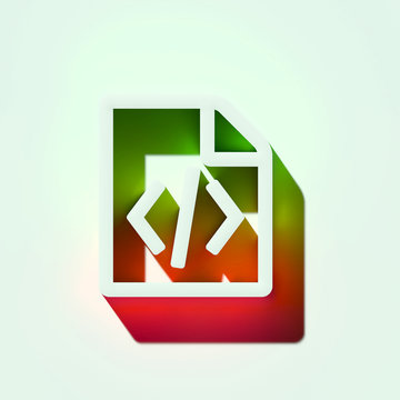 White File Code Icon. 3D Illustration of White Code, Css, Document, File, Programming Icons With Orange and Green Gradient Shadows.