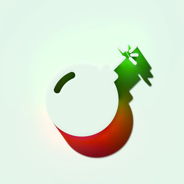 White Bomb Icon. 3D Illustration of White Attack, Bomb, Bomberman, Explode, Explosion Icons With Orange and Green Gradient Shadows.