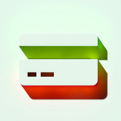 White Credit Card Icon. 3D Illustration of White Atm Cards, Credit Card Chip, Credit Cards, Debit Cards Icons With Orange and Green Gradient Shadows.