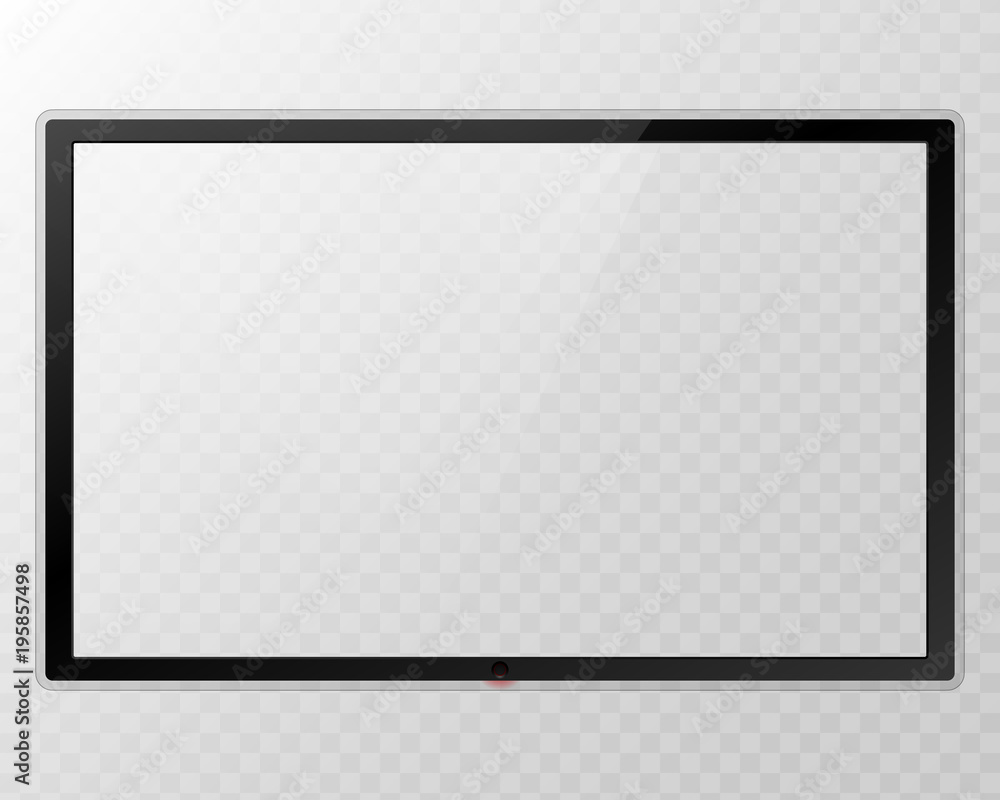 Poster frame tv. empty led monitor computer black photo frame isolated on transparent background.