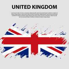 Flag of the United Kingdom of Great Britain and Northern Ireland, brush stroke background. Flag of United Kingdom.