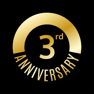 3 year anniversary icon. 3rd celebration template for banner, invitation, birthday. Vector illustration.