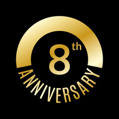 8 year anniversary icon. 8th celebration template for banner, invitation, birthday. Vector illustration.