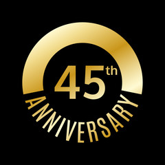 45 year anniversary icon. 45th celebration template for banner, invitation, birthday. Vector illustration.
