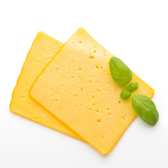 Cheese slice isolated on the white background.