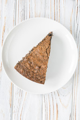 Slice of Austrian poppy seed cake, top view