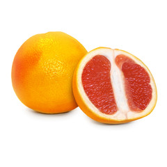 Fresh delicious grapefruit isolated on white background. Creative minimalistic food concept.