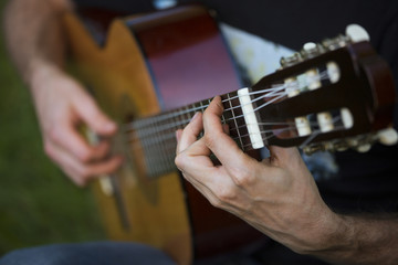 Guitar chord closeup