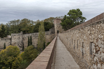 Ancient medieval walls, rampart, Girona, Catalonia.Spain.