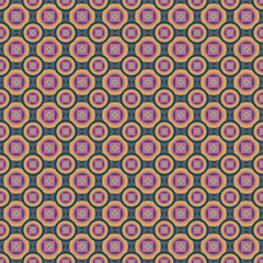Colored squares, rhombuses and circles, abstract background. Vector Seamless Pattern.