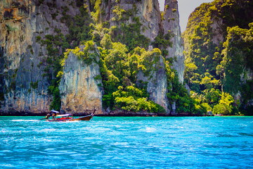 boat at Sea, Phi Phi island in Krabi.Thailand.