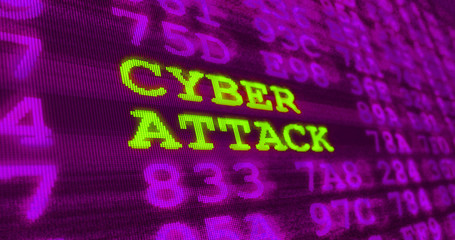 Cyber attack and computer security warnings with noise effect
