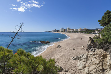 Beach in Platja Aro, mediterranean town in Costa Brava,province Girona,Catalonia,Spain.