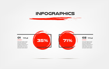 Watercolor, brush red infographics. Some of chart, graph, parts, processes. Vector business template for presentation. Can be used for workflow layout, diagram, banner, web design