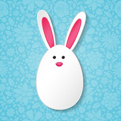 Easter bunny on floral background. Concept of a poster with copyspace. Vector.