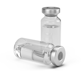 Medical vials for injection isolated on white. 3d rendering
