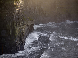 Bottom of Cliff of Maher, county Clare Ireland, ocean wave, cliff, rock structure of the cliffs.