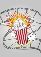 Popcorn mit Filmrolle im Pop Art Stil