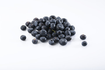 Fruit: Close up of Fresh Blueberries Isolated on White Background