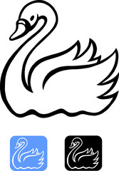 Cartoon Vector illustration of an Swan in balck and Icon design