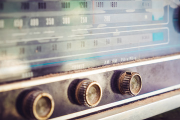 Close - up button of vintage radio receiver