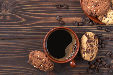 Coffee and chocolate chip cookies