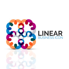 Abstract flower or star, linear thin line icon. Minimalistic business geometric shape symbol created with line segments