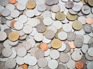 Huge pile of Thai Baht money coins