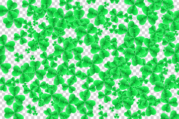Vector realistic isolated clover field for decoration and covering on the transparent background. Concept of Happy Saint Patrick's Day.