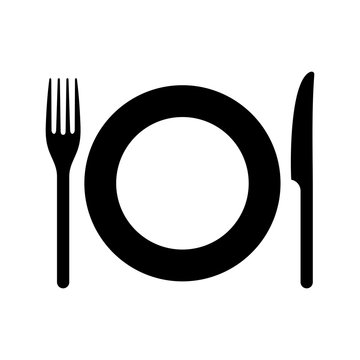 Dish with afork and a knife