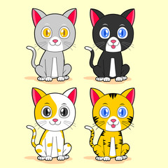 Obraz premium four cute cats illustration