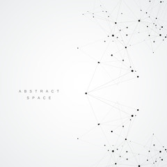 Technology polygonal science background with connecting dots and lines
