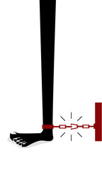 Slave breaking off the chain. Freedom concept. person chained. human leg. vector illustration. eps 10 