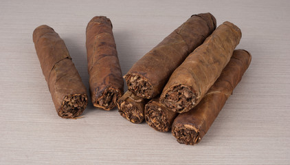 tobacco on wooden background