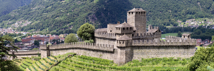 Medieval castle Montebello, Bellinzona, Canton Ticino, Switezrland (large stitched file)