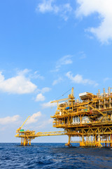 Offshore oil and Gas central processing platform and remote platform produced oil, natural gas and...