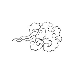 vector illustration of a cartoon cloud that blows wind